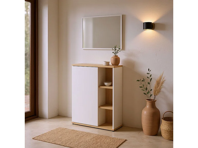 Recibidor Rice Blanco Artik (Blanco Mate) - Roble Canadian