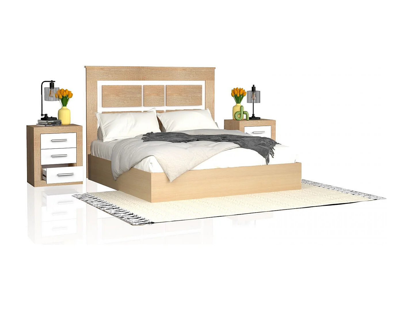 Cabeceira Kira com mesas de cabeceira