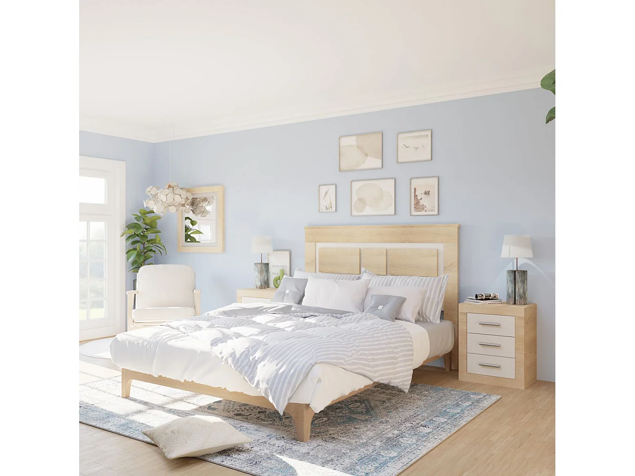 Cabeceira Kira com mesas de cabeceira