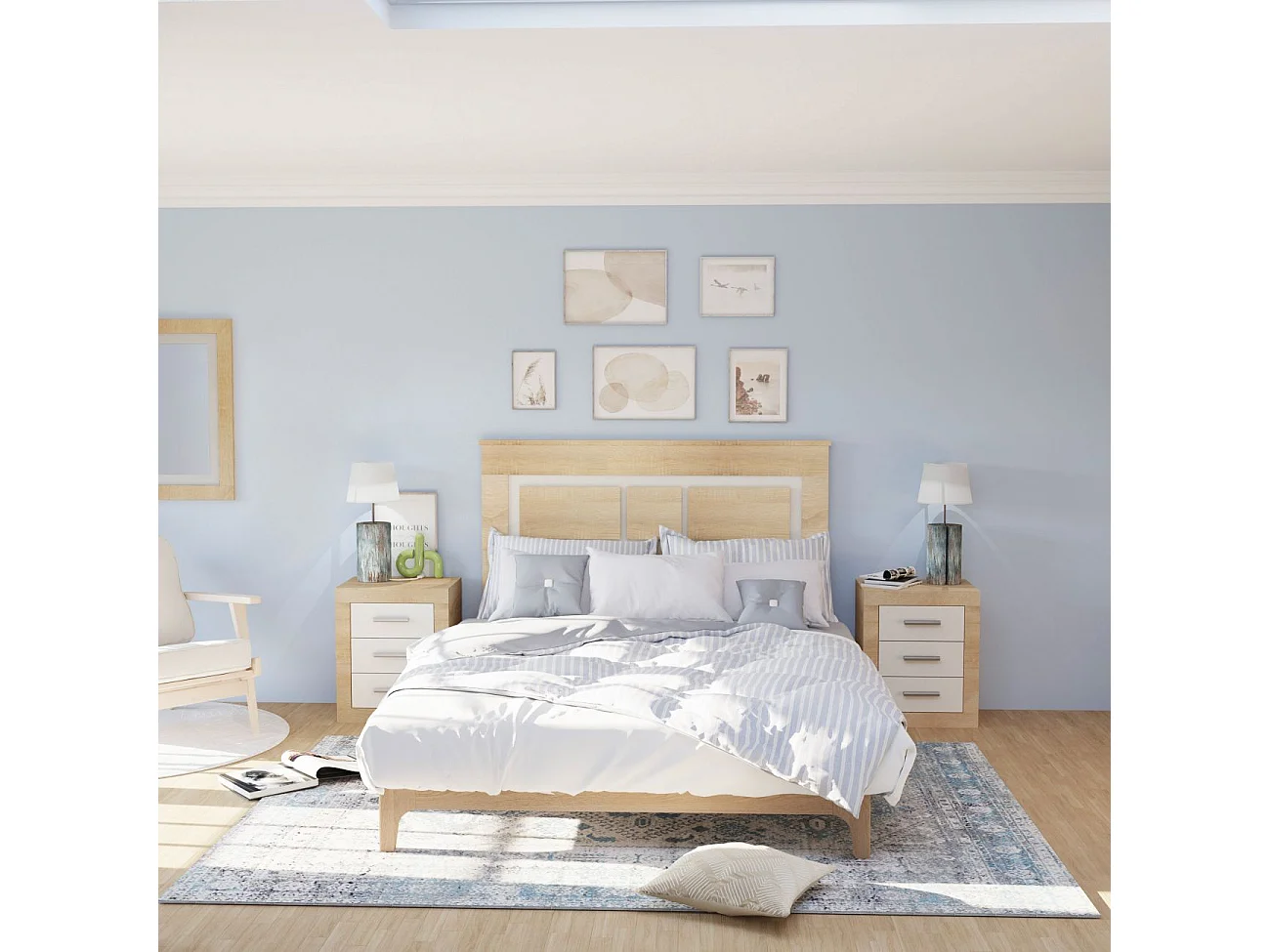 Cabeceira Kira com mesas de cabeceira