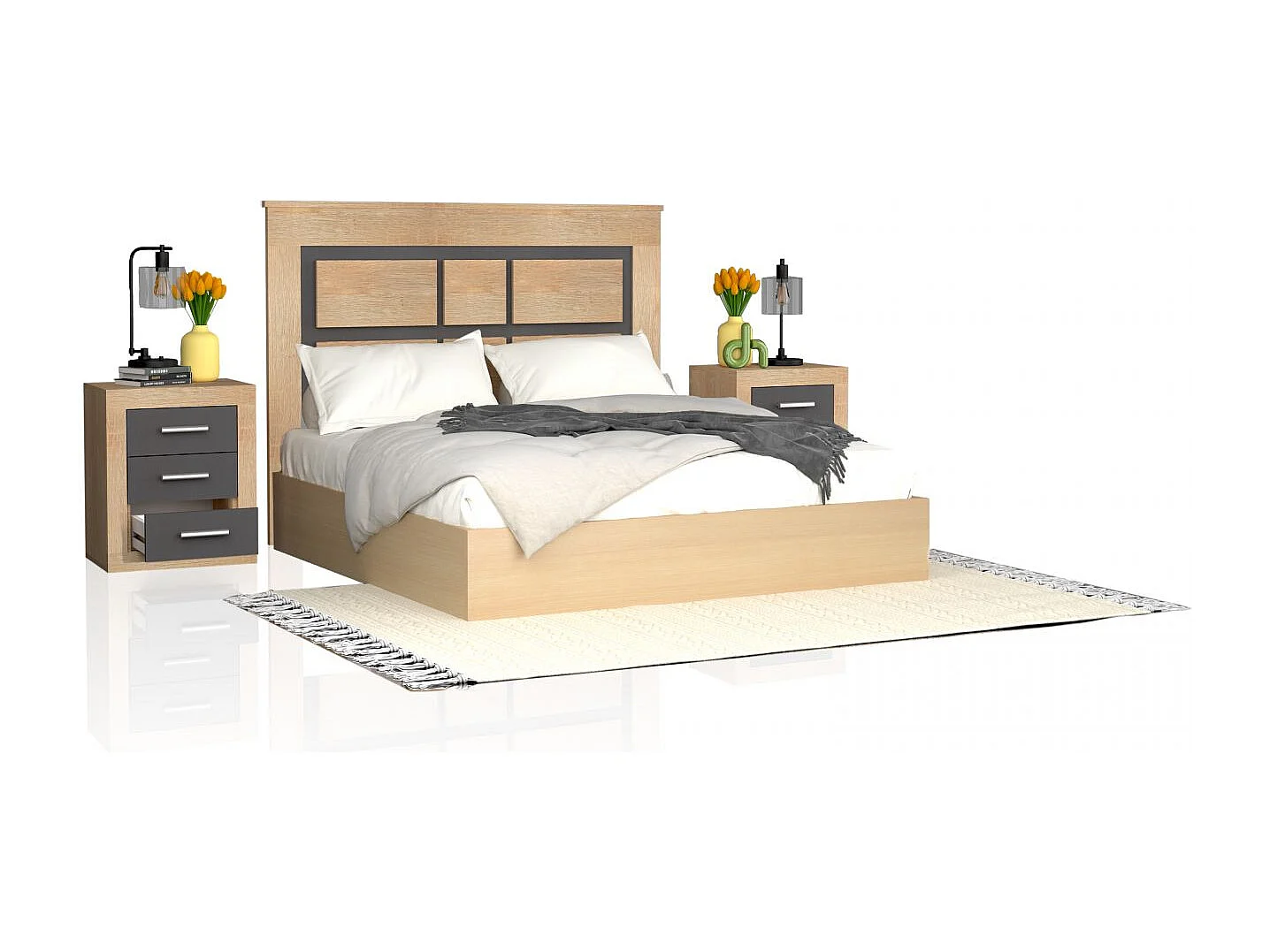 Cabecero con mesitas Kira Cambria - Grafito