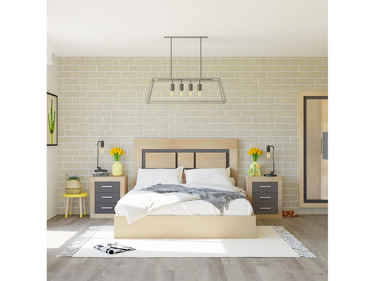 Cabecero con mesitas Kira Cambria - Grafito