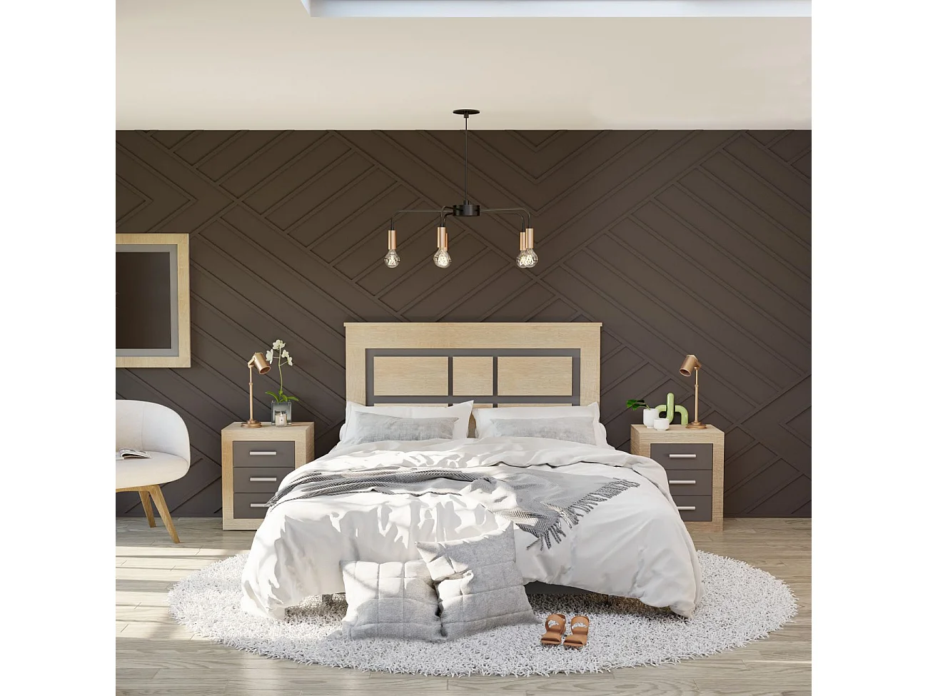 Cabecero con mesitas Kira Cambria - Grafito