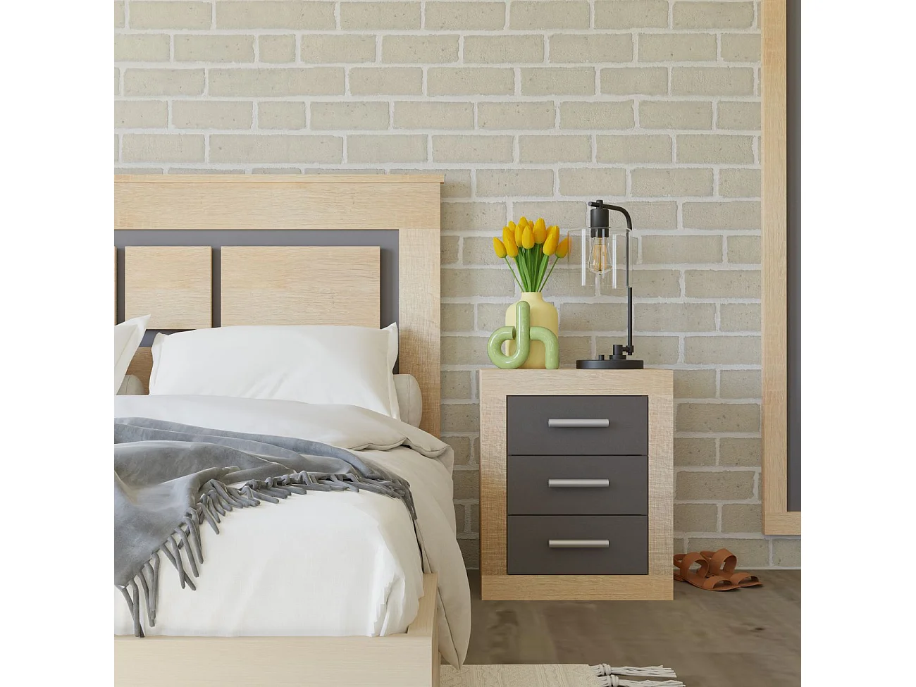 Cabecero con mesitas Kira Cambria - Grafito