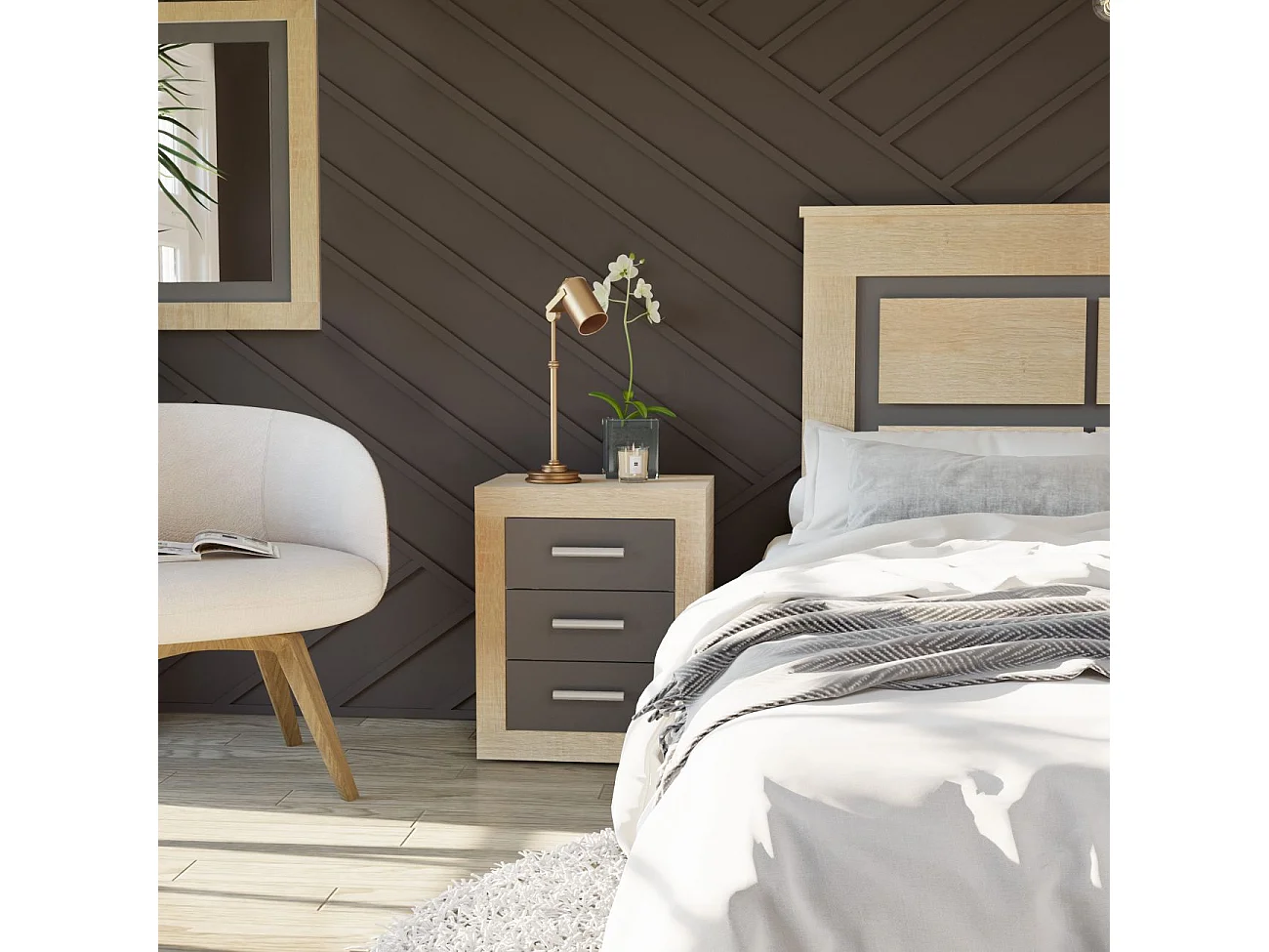 Cabecero con mesitas Kira Cambria - Grafito