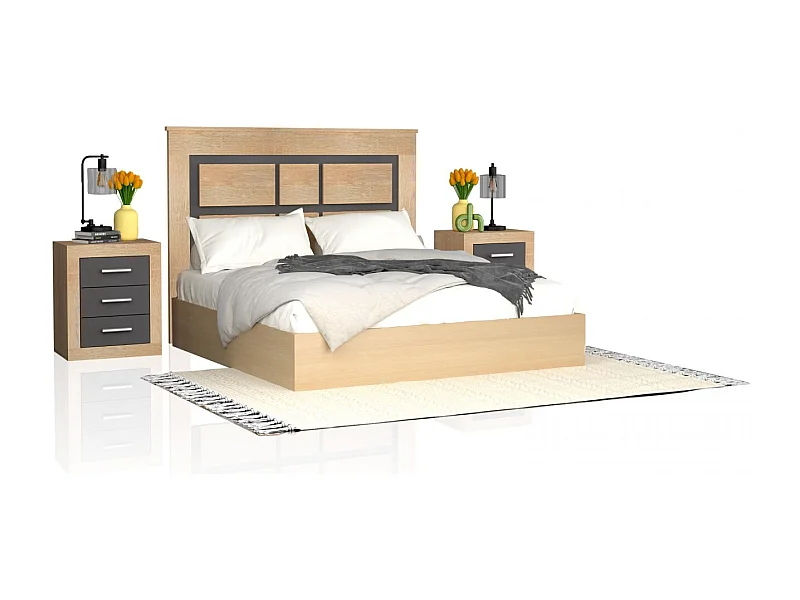 Cabecero con mesitas Kira Cambria - Grafito