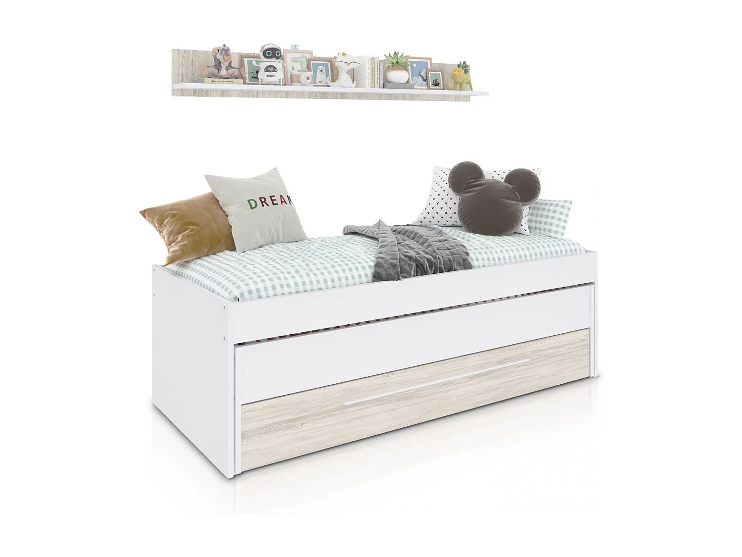 Cama doble juvenil con estante Nuit