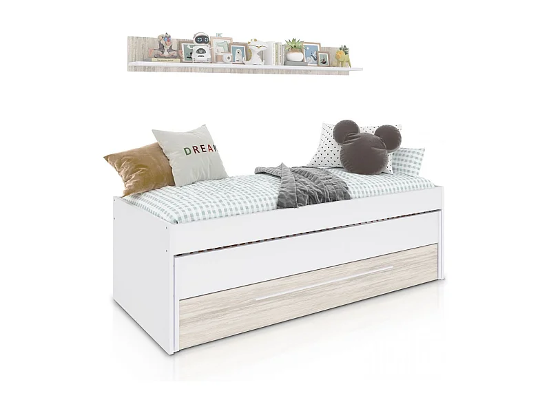 Cama doble juvenil con estante Nuit