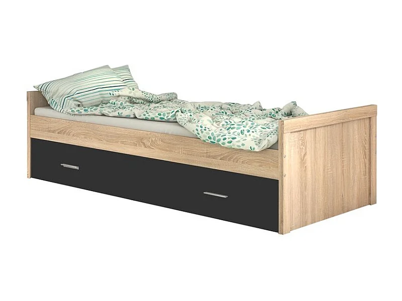 Cama nido Lara con frontal cambria/grafito 58x197x98 cm