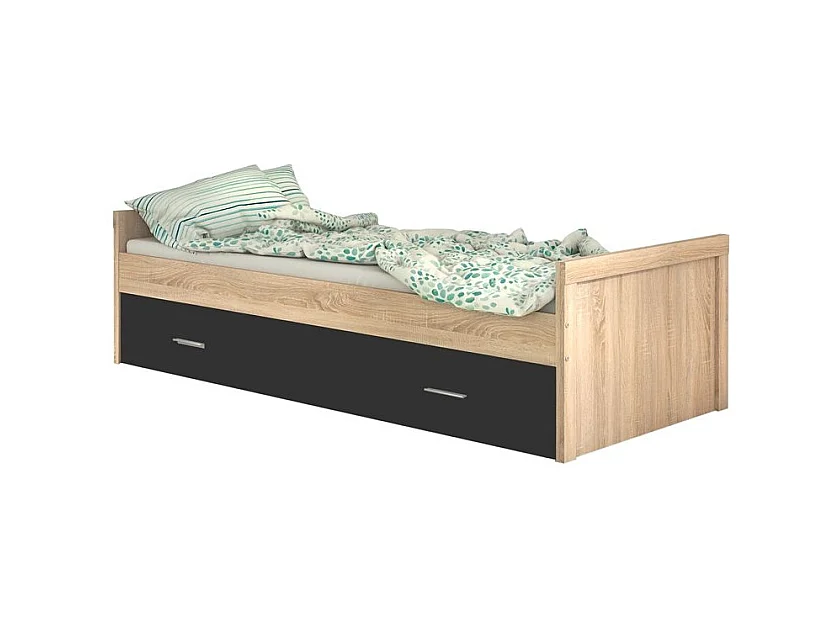 Cama nido Lara con frontal cambria/grafito 58x197x98 cm