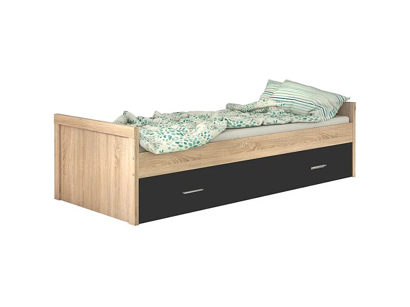 Cama nido Lara con frontal cambria/grafito 58x197x98 cm