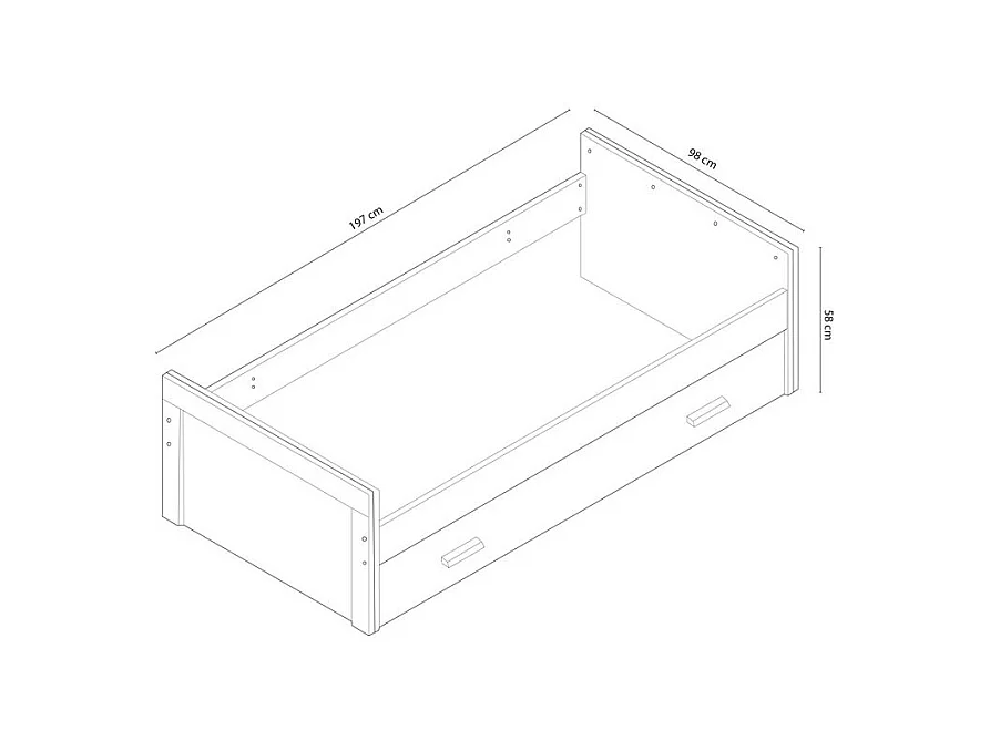 Cama nido Lara con frontal cambria/grafito 58x197x98 cm