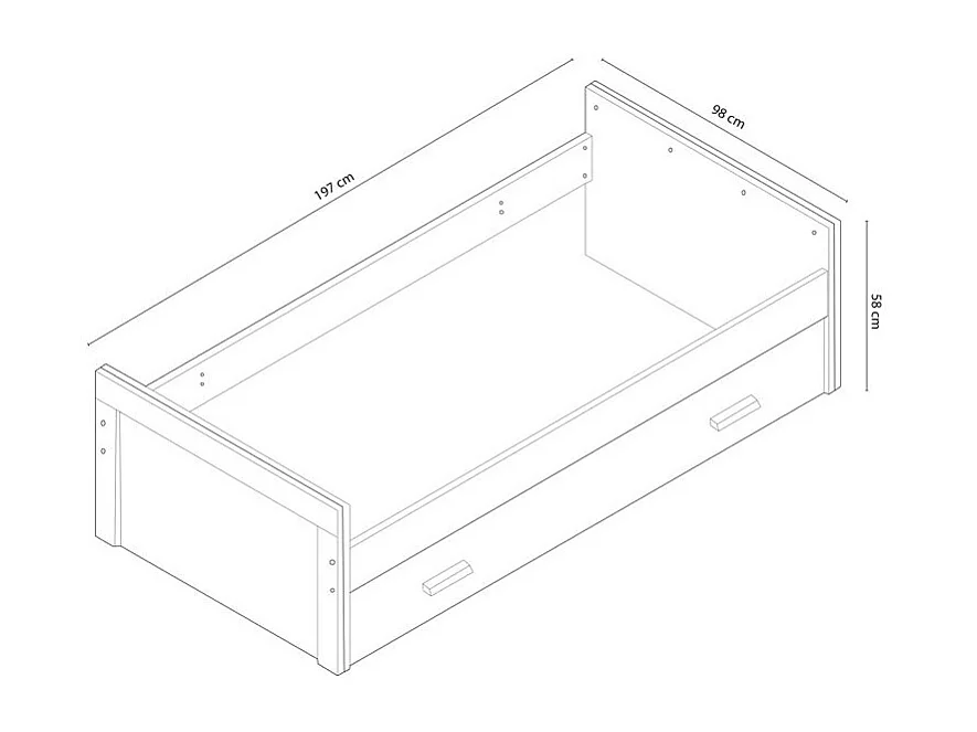 Cama nido Lara con frontal cambria/grafito 58x197x98 cm
