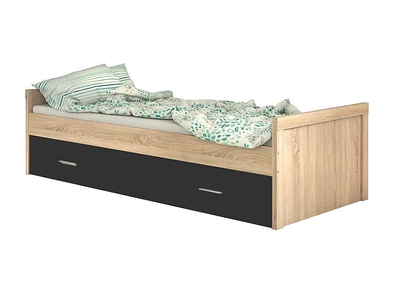Cama nido Lara con frontal cambria/grafito 58x197x98 cm