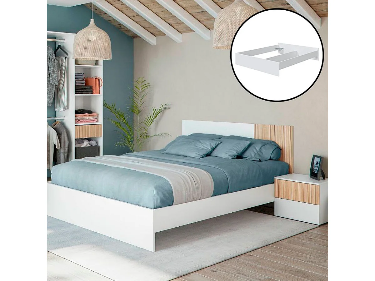 Cama de matrimonio Ethna blanco 160x190 cm