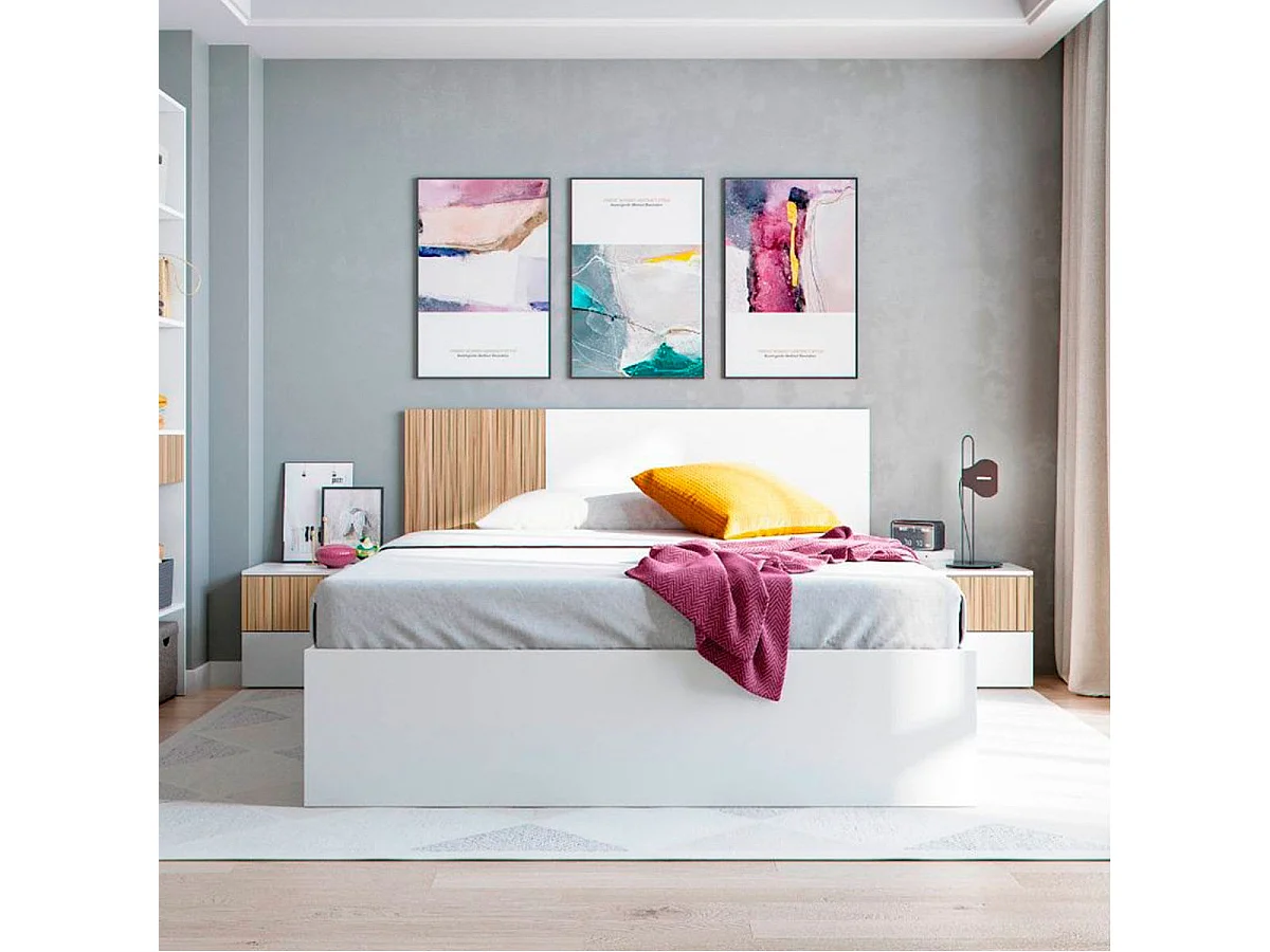 Cama de matrimonio Ethna blanco 160x190 cm