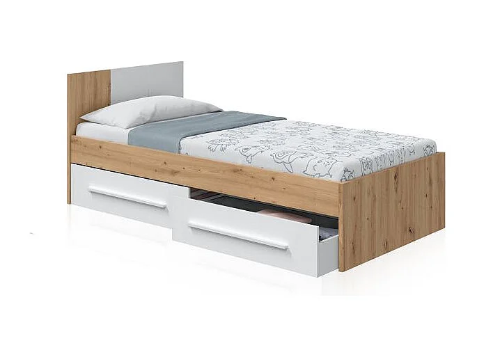 Cama Dess Blanco Artik (Blanco Mate) - Roble Nodi