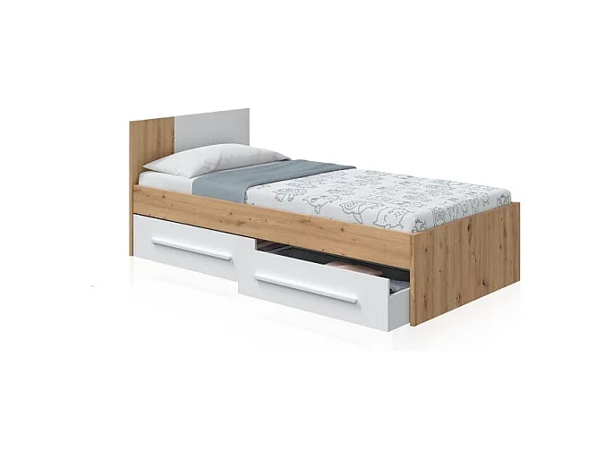 Cama Dess Blanco Artik (Blanco Mate) - Roble Nodi