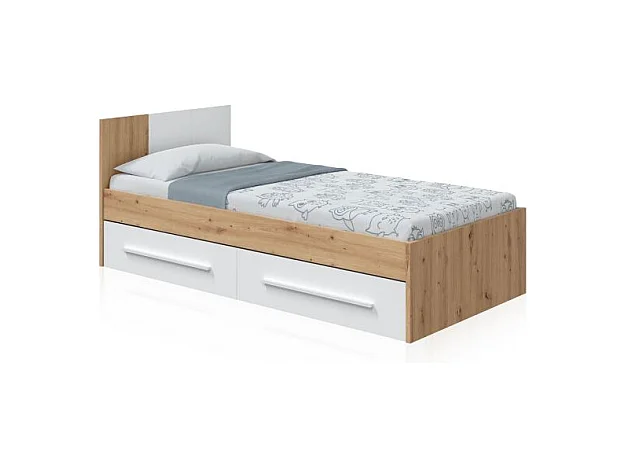 Cama Dess Blanco Artik (Blanco Mate) - Roble Nodi