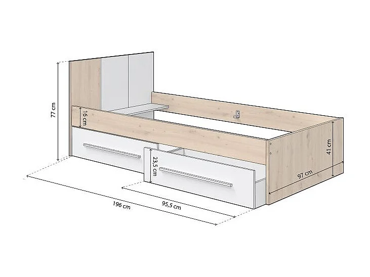 Cama Dess Blanco Artik (Blanco Mate) - Roble Nodi