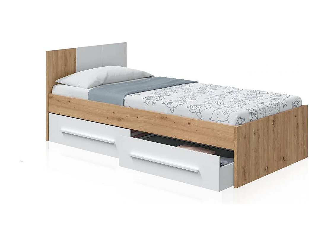 Cama Dess Blanco Artik (Blanco Mate) - Roble Nodi