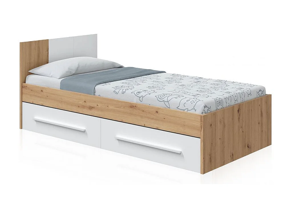 Cama Dess Blanco Artik (Blanco Mate) - Roble Nodi