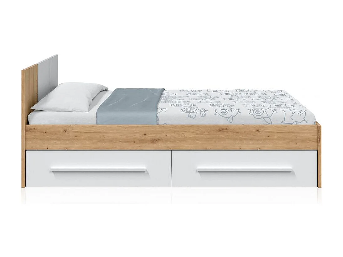 Cama Dess Blanco Artik (Blanco Mate) - Roble Nodi