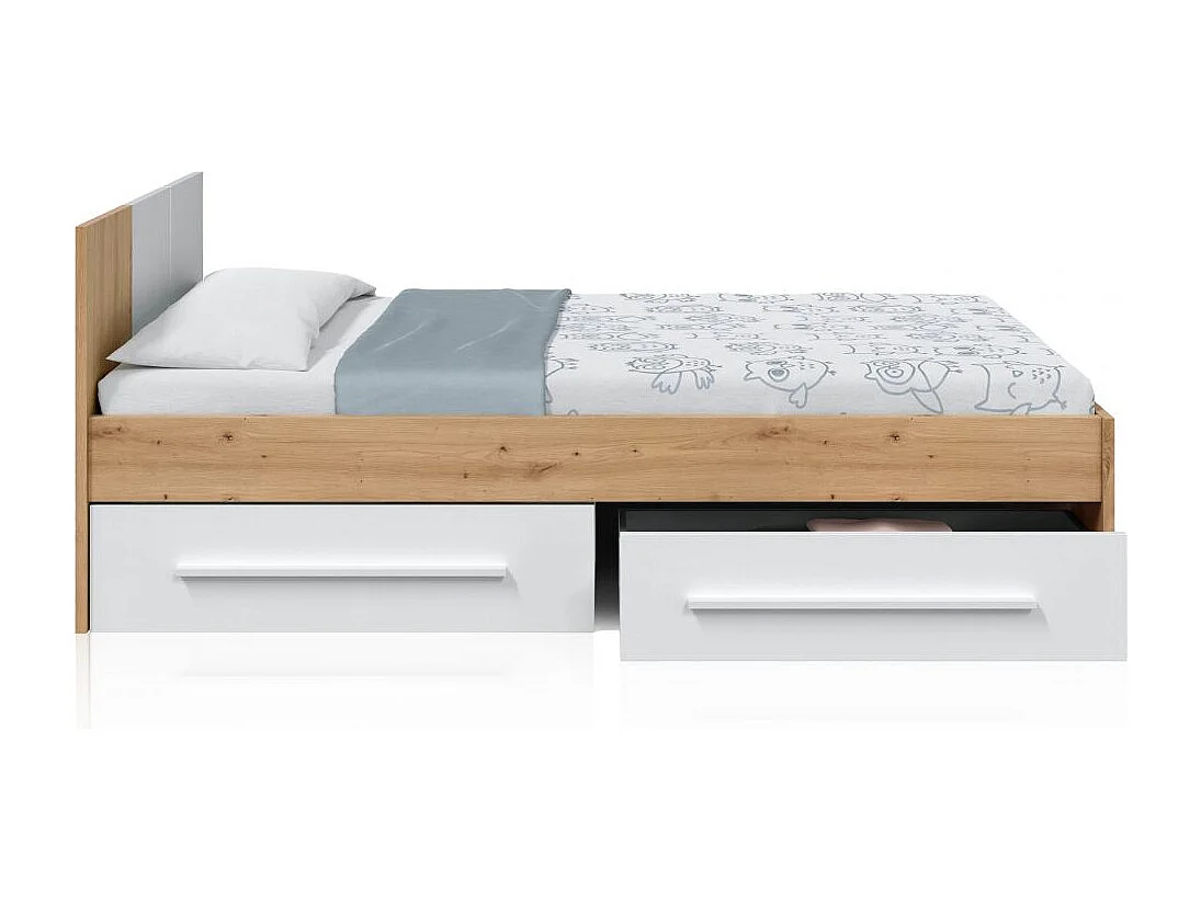 Cama Dess Blanco Artik (Blanco Mate) - Roble Nodi