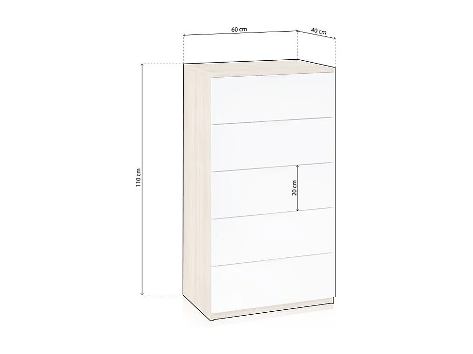 Cómoda Akari Blanco Artik (Blanco Mate) - Roble Canadian