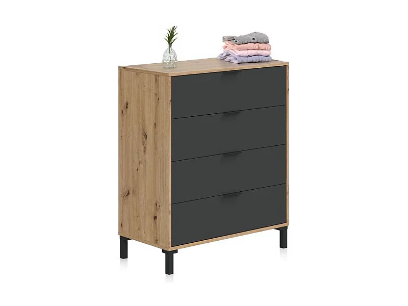 Cómoda Luke Gris Antracita - Roble Nodi