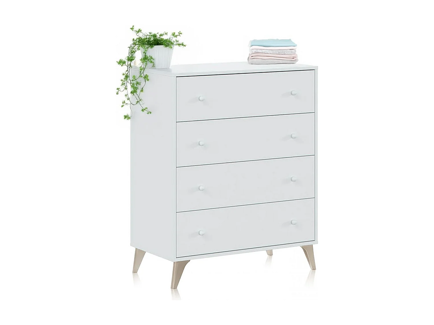 Cómoda de 4 cajones formato vertical en blanco mate 77,5x95 cm Iconic Blanco Artik (Blanco Mate)