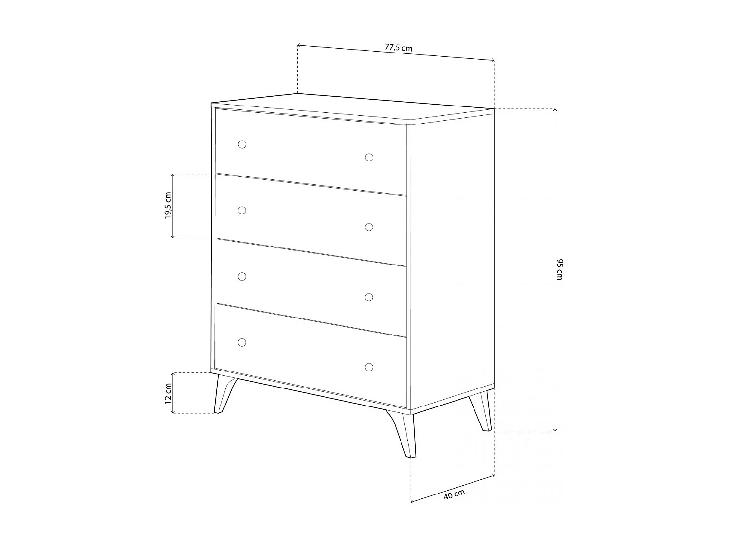 Cómoda de 4 cajones formato vertical en blanco mate 77,5x95 cm Iconic Blanco Artik (Blanco Mate)