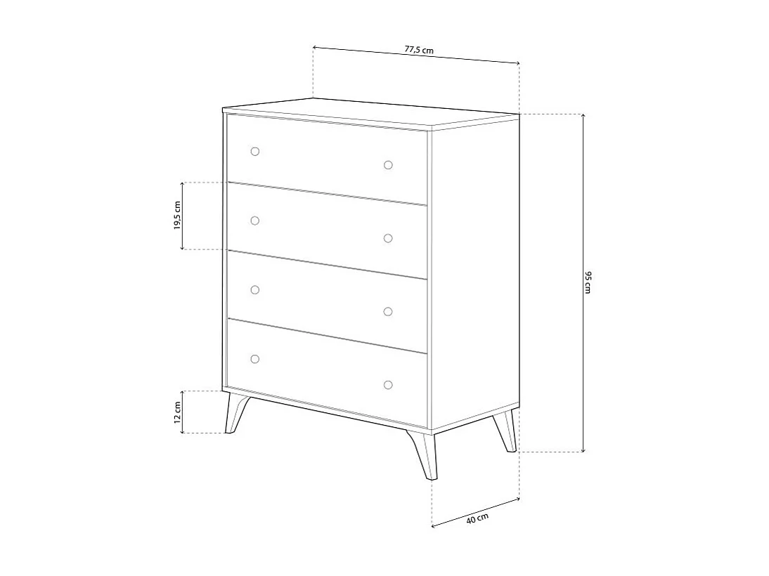 Cómoda de 4 cajones formato vertical en blanco mate 77,5x95 cm Iconic Blanco Artik (Blanco Mate)