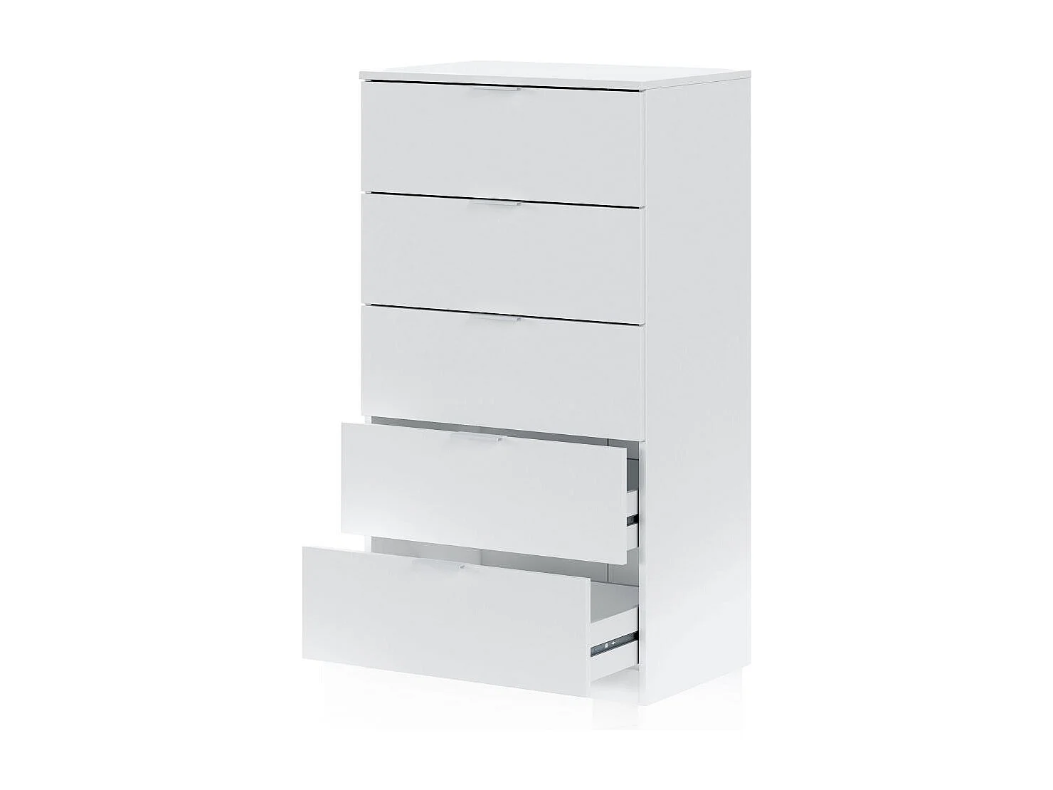 Cómoda de 5 cajones formato vertical en blanco mate 60x110 cm Akari Blanco Artik (Blanco Mate)