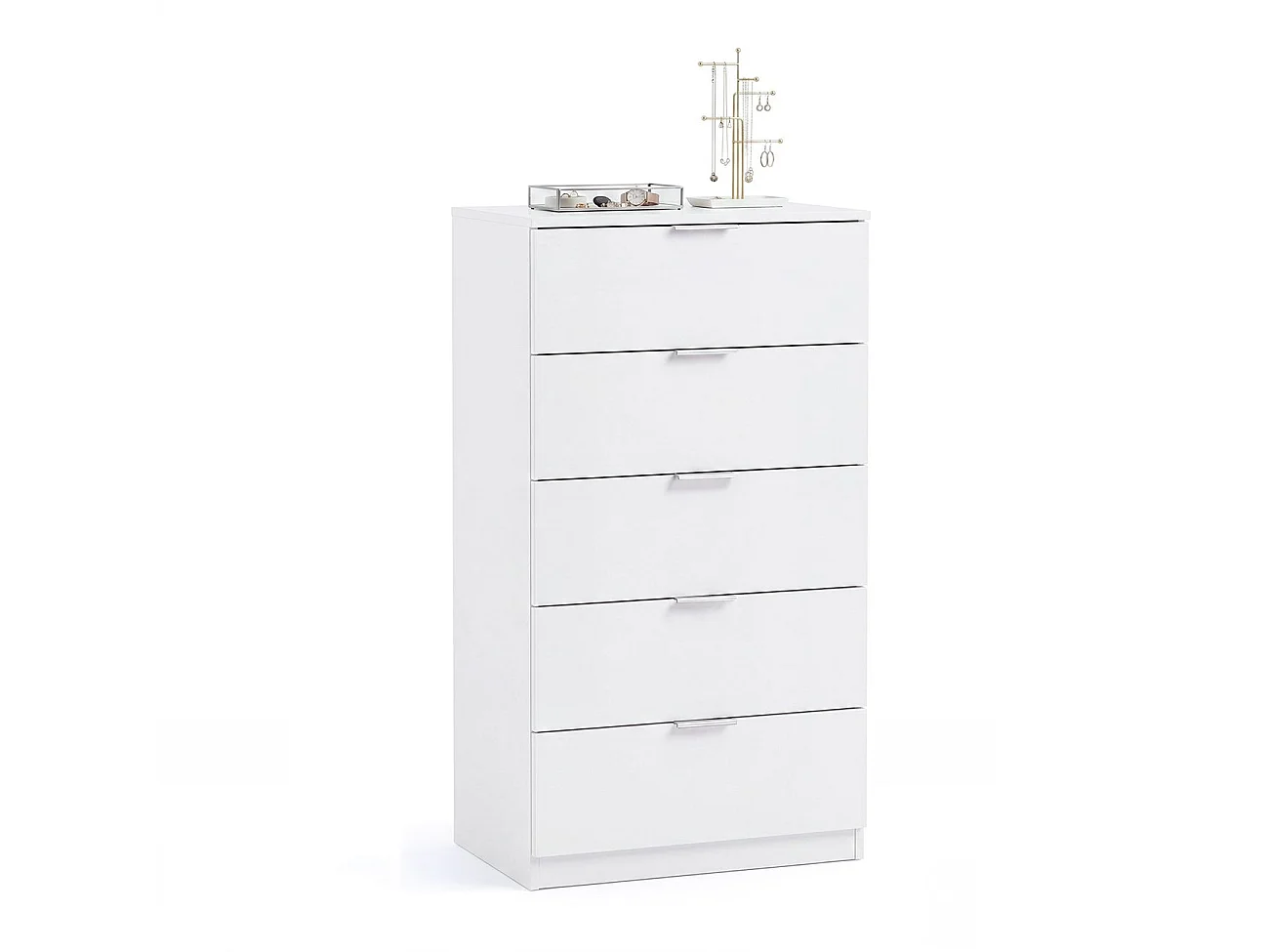 Cómoda alta de 5 cajones en blanco artik 60x110 cm Akari Blanco Artik (Blanco Mate)