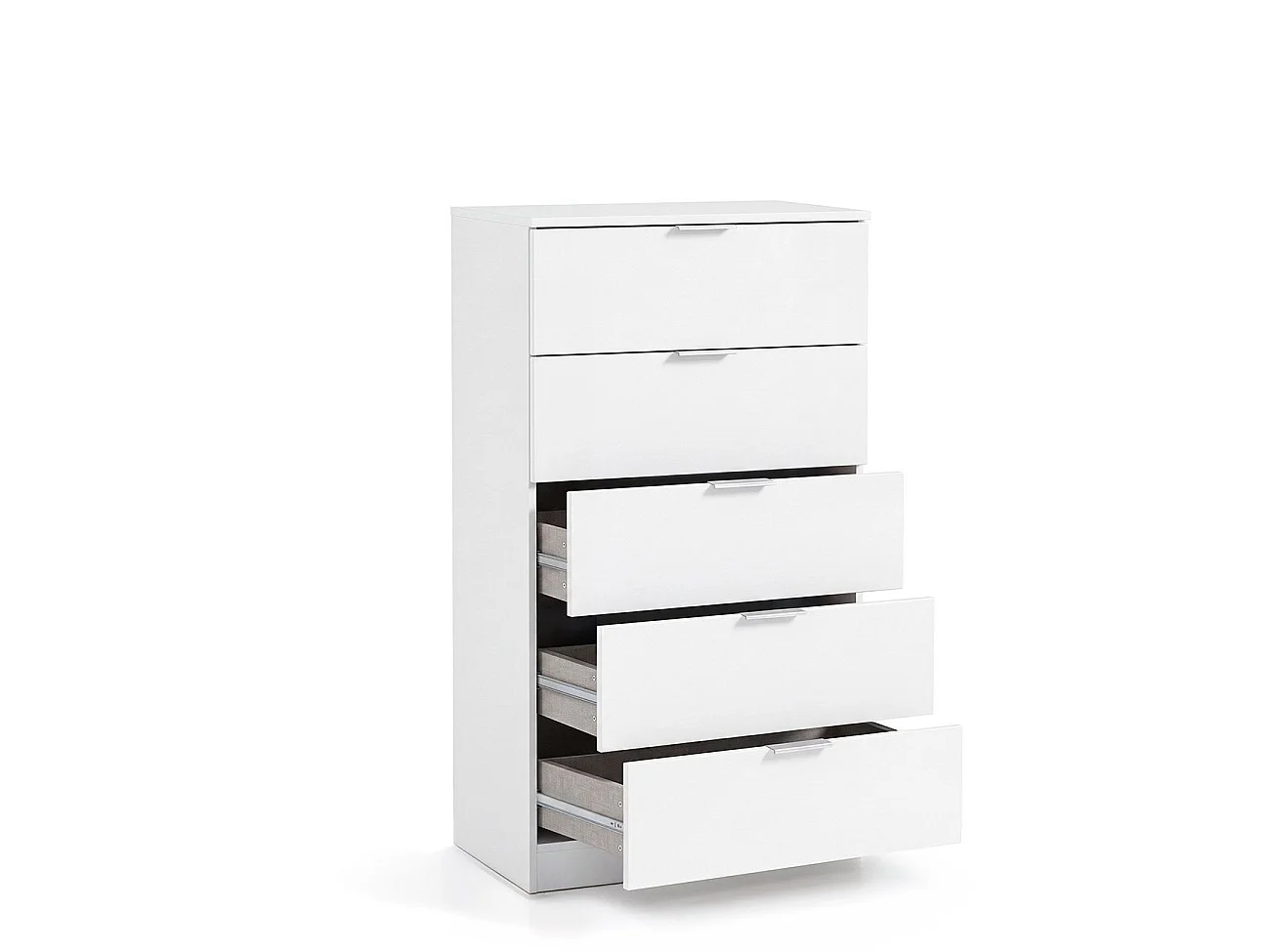 Cómoda alta de 5 cajones en blanco artik 60x110 cm Akari Blanco Artik (Blanco Mate)