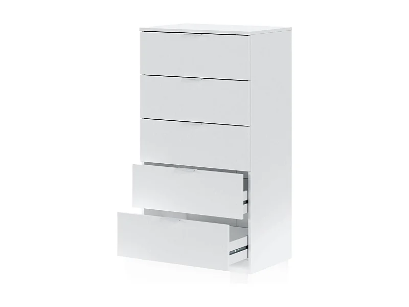 Cómoda de 5 cajones formato vertical en blanco mate 60x110 cm Akari Blanco Artik (Blanco Mate)