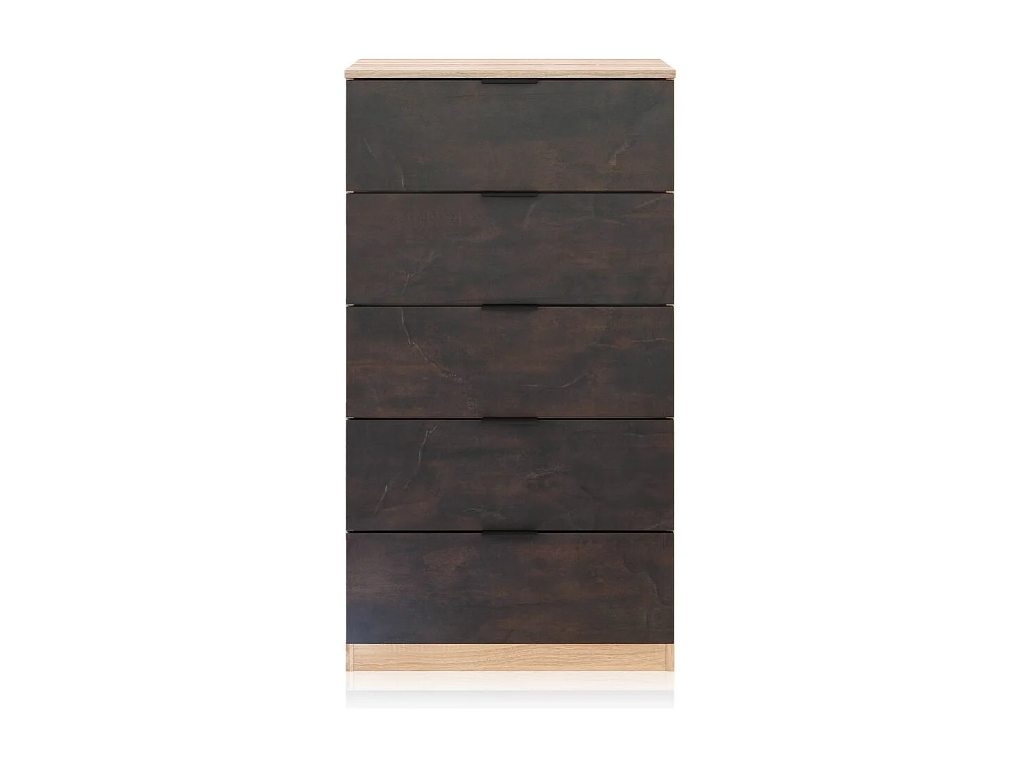Cómoda de 5 cajones formato vertical en roble canadian y óxido 60x110 cm Akari Roble Canadian - Óxido