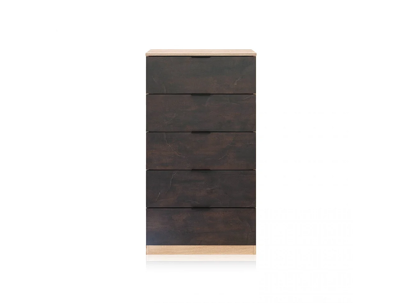 Cómoda alta de 5 cajones en roble canadian y óxido 60x110 cm Akari Roble Canadian - Óxido