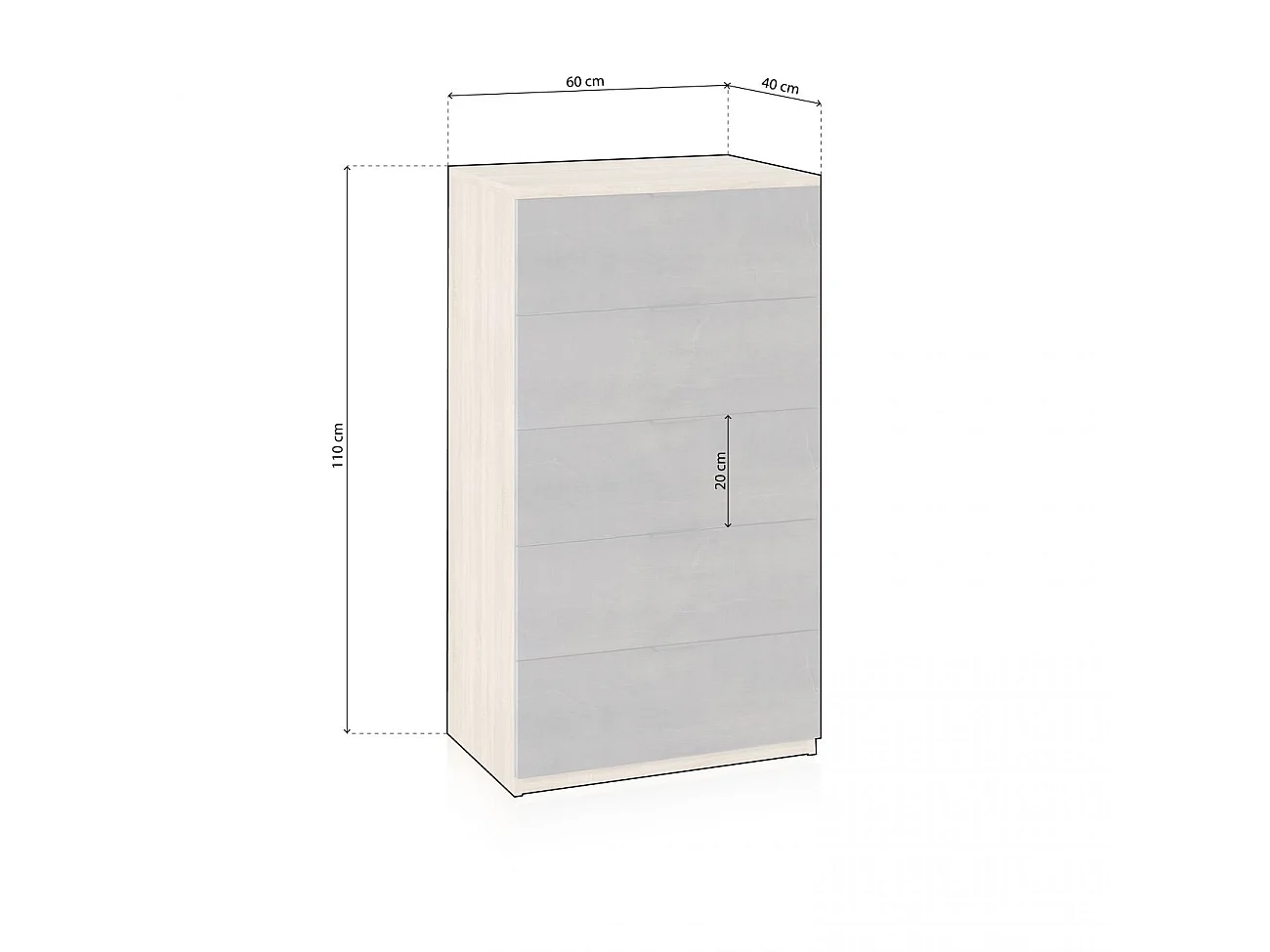 Cómoda alta de 5 cajones en roble canadian y óxido 60x110 cm Akari Roble Canadian - Óxido