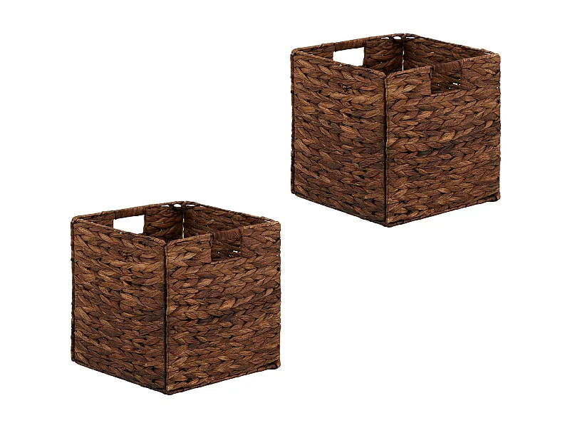 Lot de 2 paniers pliables CAO en jacinthe d'eau, boîte de rangement coloris brun