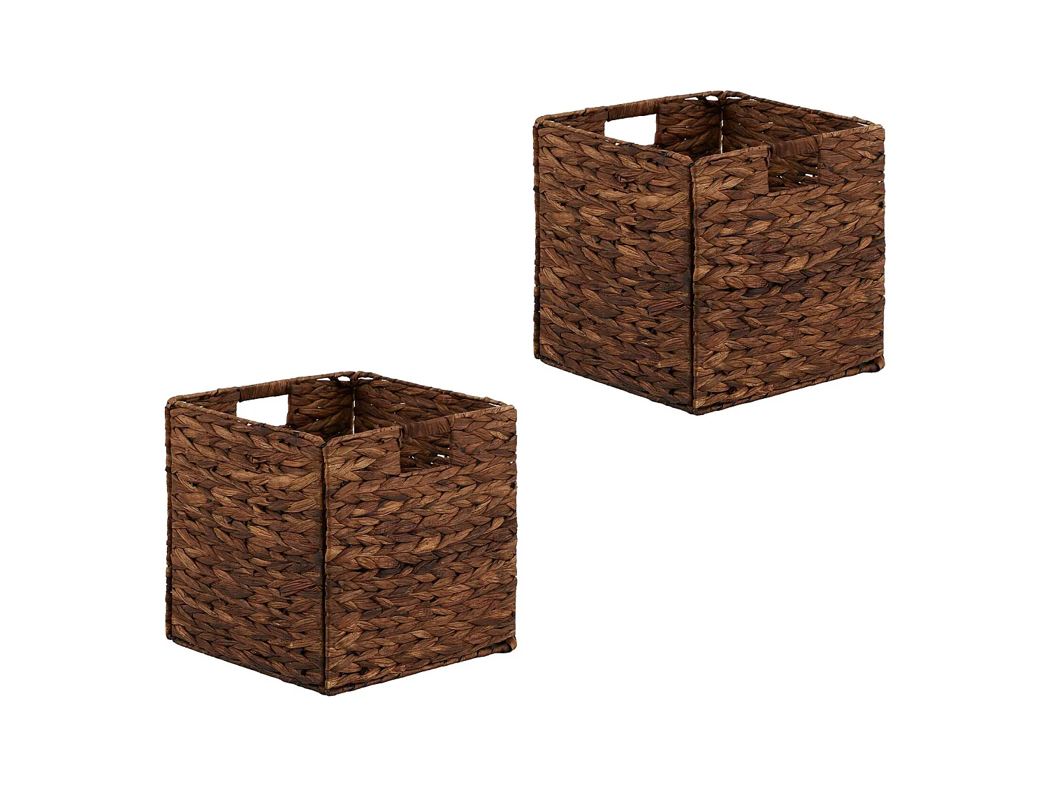 Lot de 2 paniers pliables CAO en jacinthe d'eau, boîte de rangement coloris brun