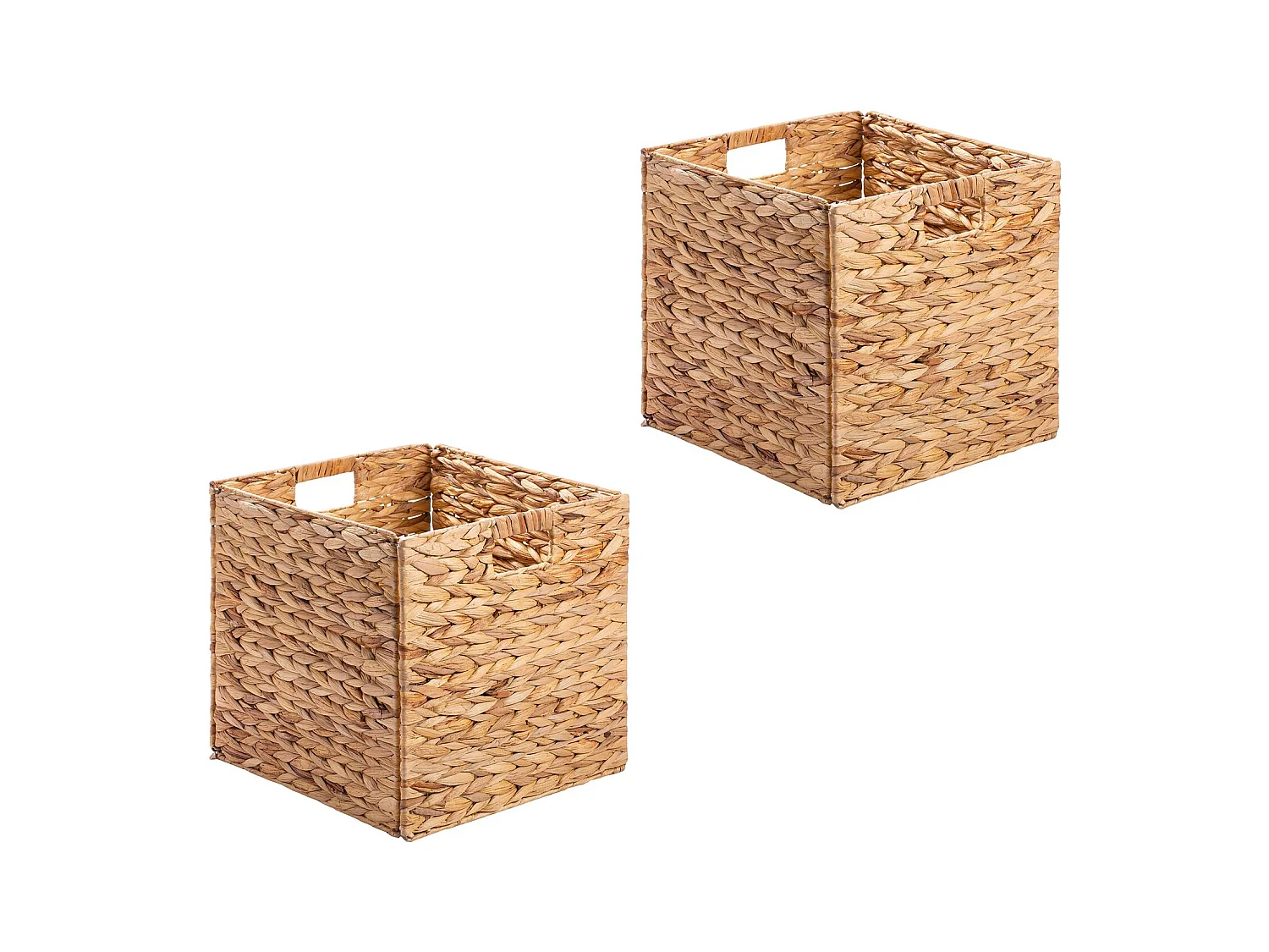 Lot de 2 paniers pliables CAO en jacinthe d'eau, boîte de rangement coloris naturel
