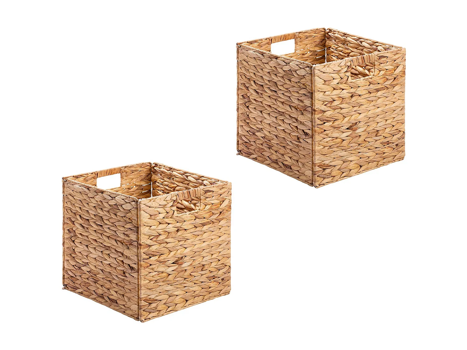 Lot de 2 paniers pliables CAO en jacinthe d'eau, boîte de rangement coloris naturel