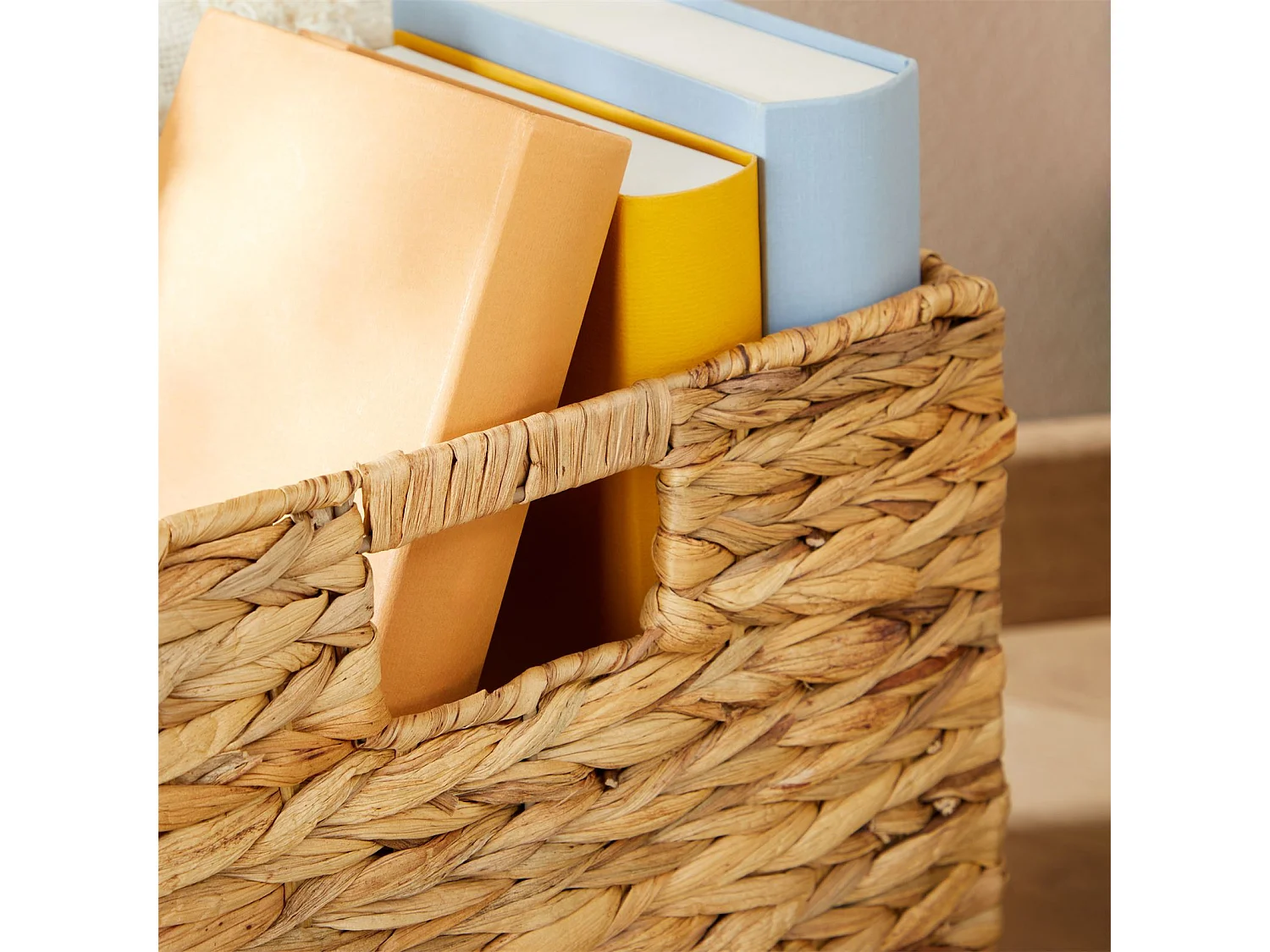 Lot de 2 paniers pliables CAO en jacinthe d'eau, boîte de rangement coloris naturel