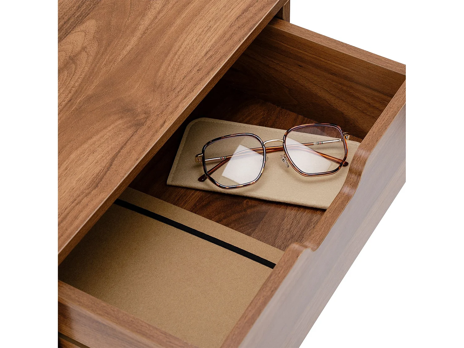 Table de chevet LAYLA H 57 cm avec 1 Tiroir Coloris Noyer Design Moderne, Table de Nuit sur Pieds en Bois