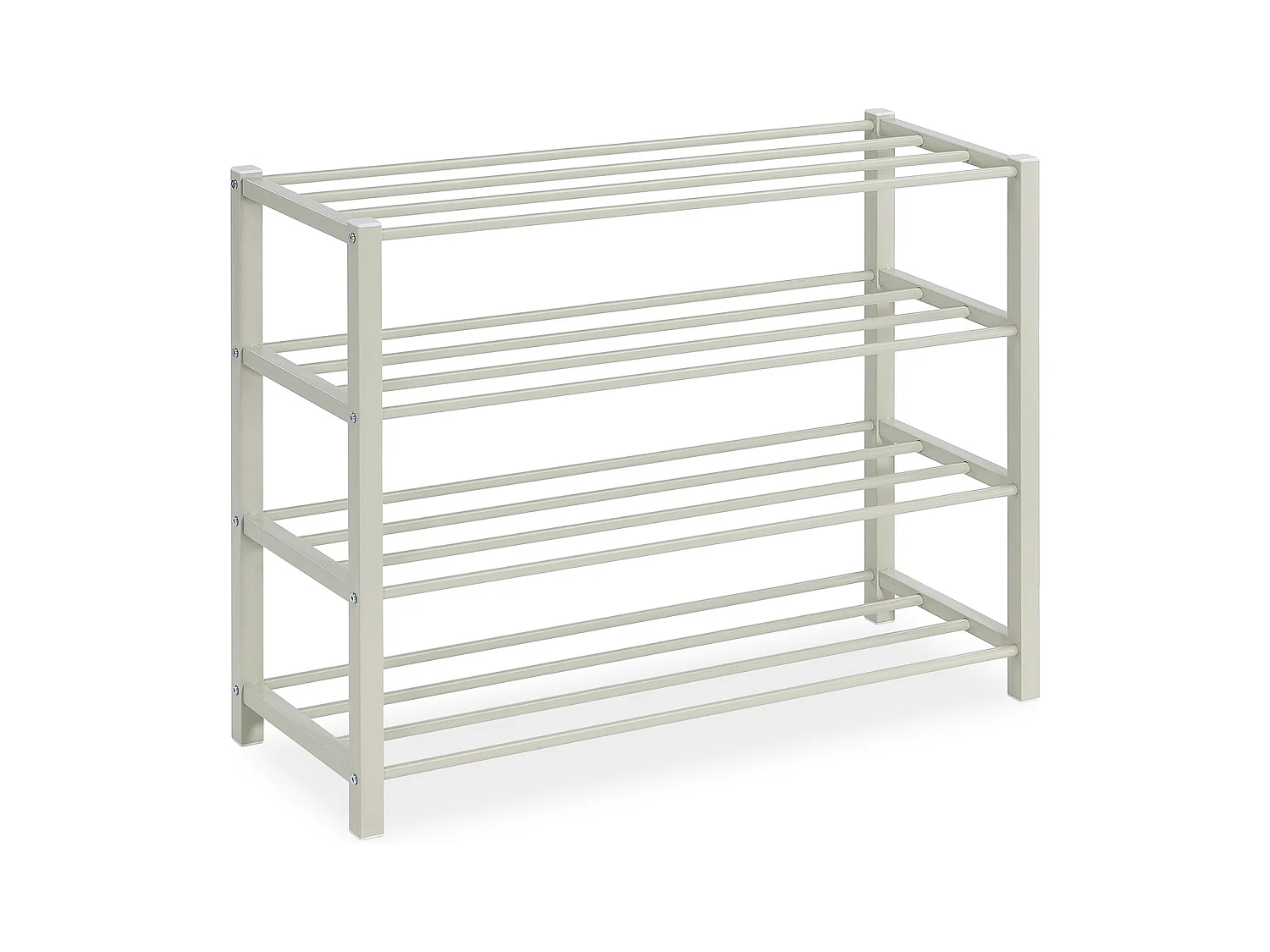 Étagère à chaussures NAVAN rangement porte-chaussures avec 4 niveaux en métal laqué beige pour 16 paires de chaussures