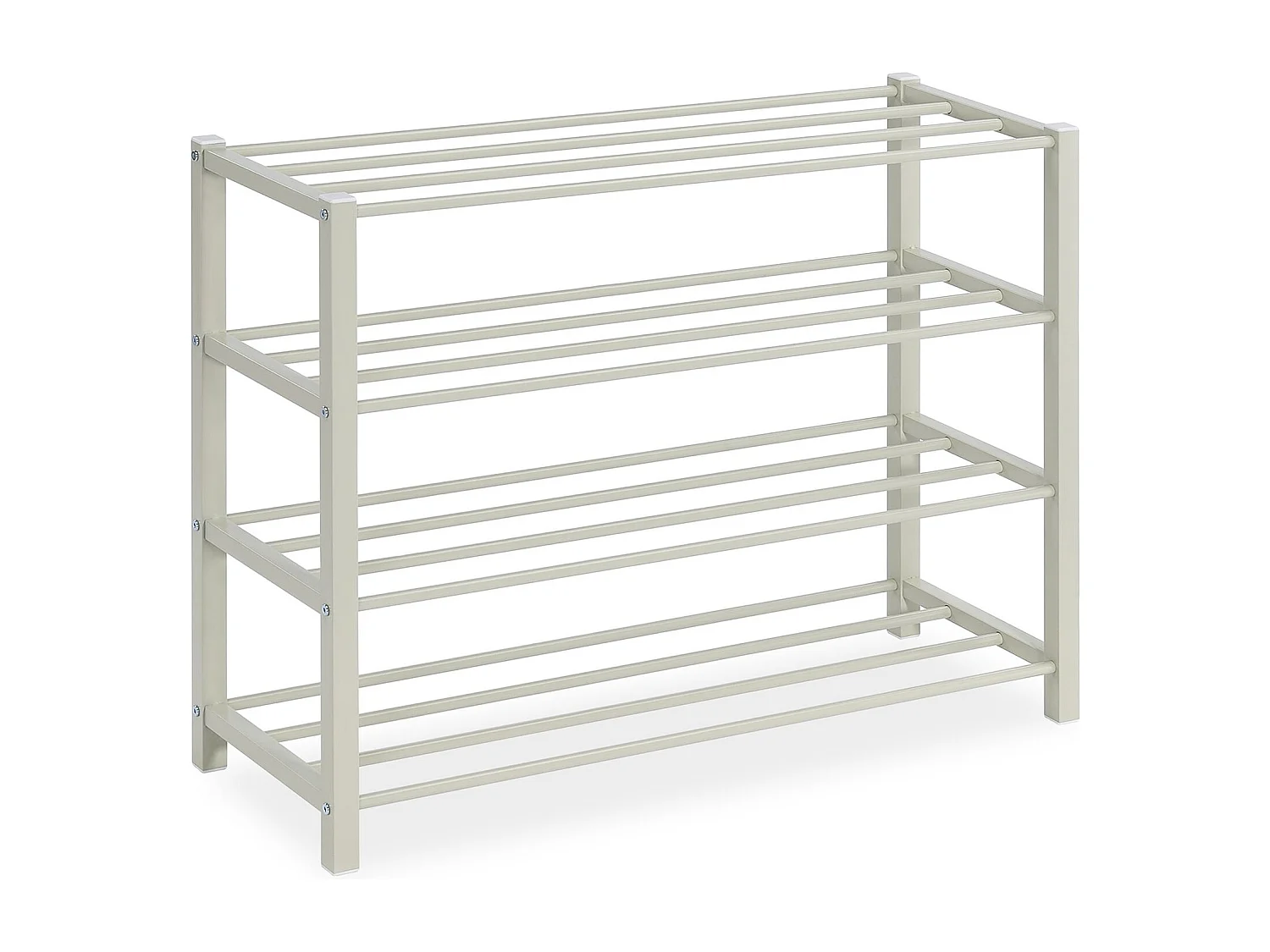 Étagère à chaussures NAVAN rangement porte-chaussures avec 4 niveaux en métal laqué beige pour 16 paires de chaussures