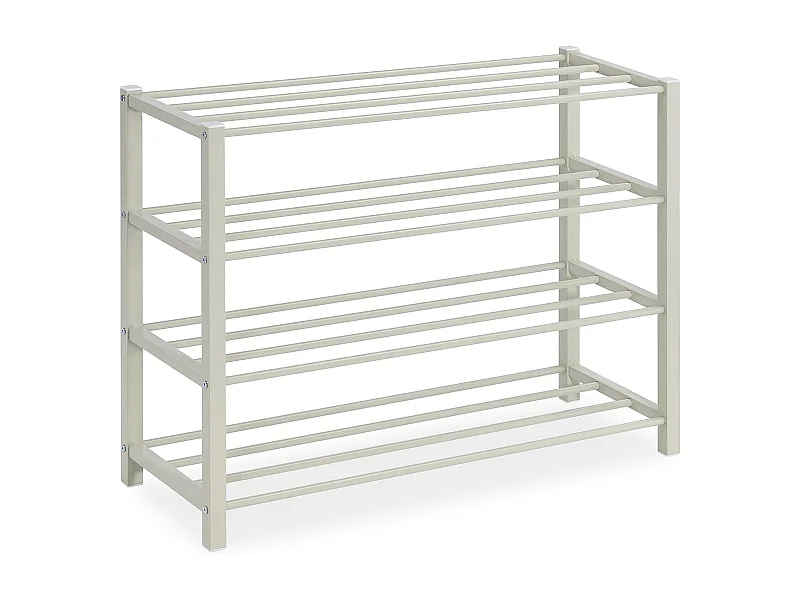 Étagère à chaussures NAVAN rangement porte-chaussures avec 4 niveaux en métal laqué beige pour 16 paires de chaussures