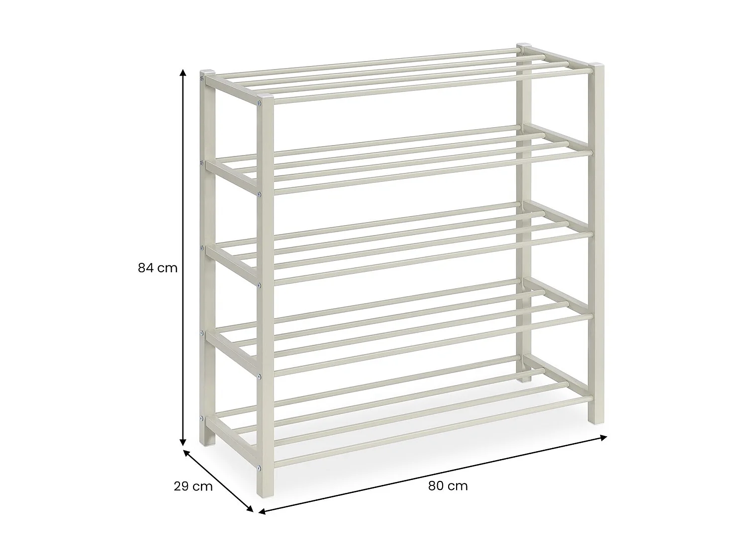 Étagère à chaussures NAVAN rangement porte-chaussures avec 5 niveaux en métal laqué beige pour 20 paires de chaussures
